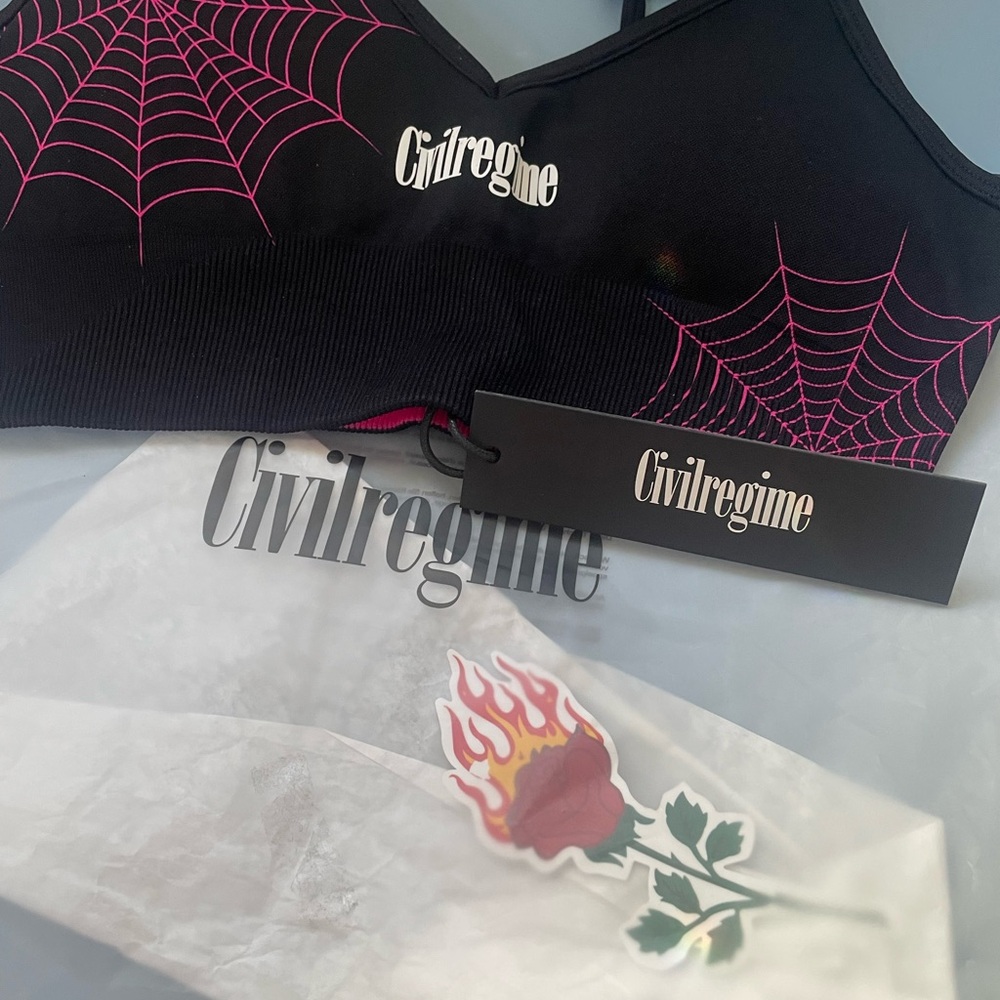 Civil Regime Black and Pink Spider Web Bralette